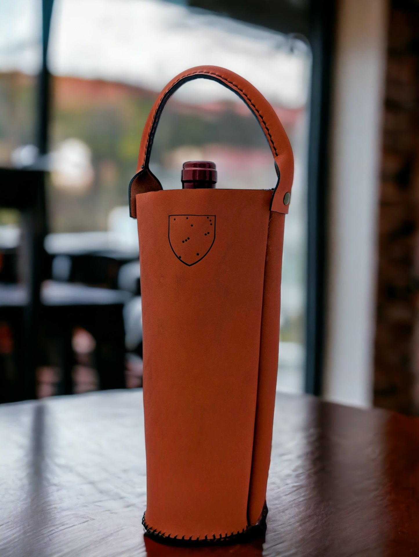 Sac en cuir pour transport d'une bouteille de vin