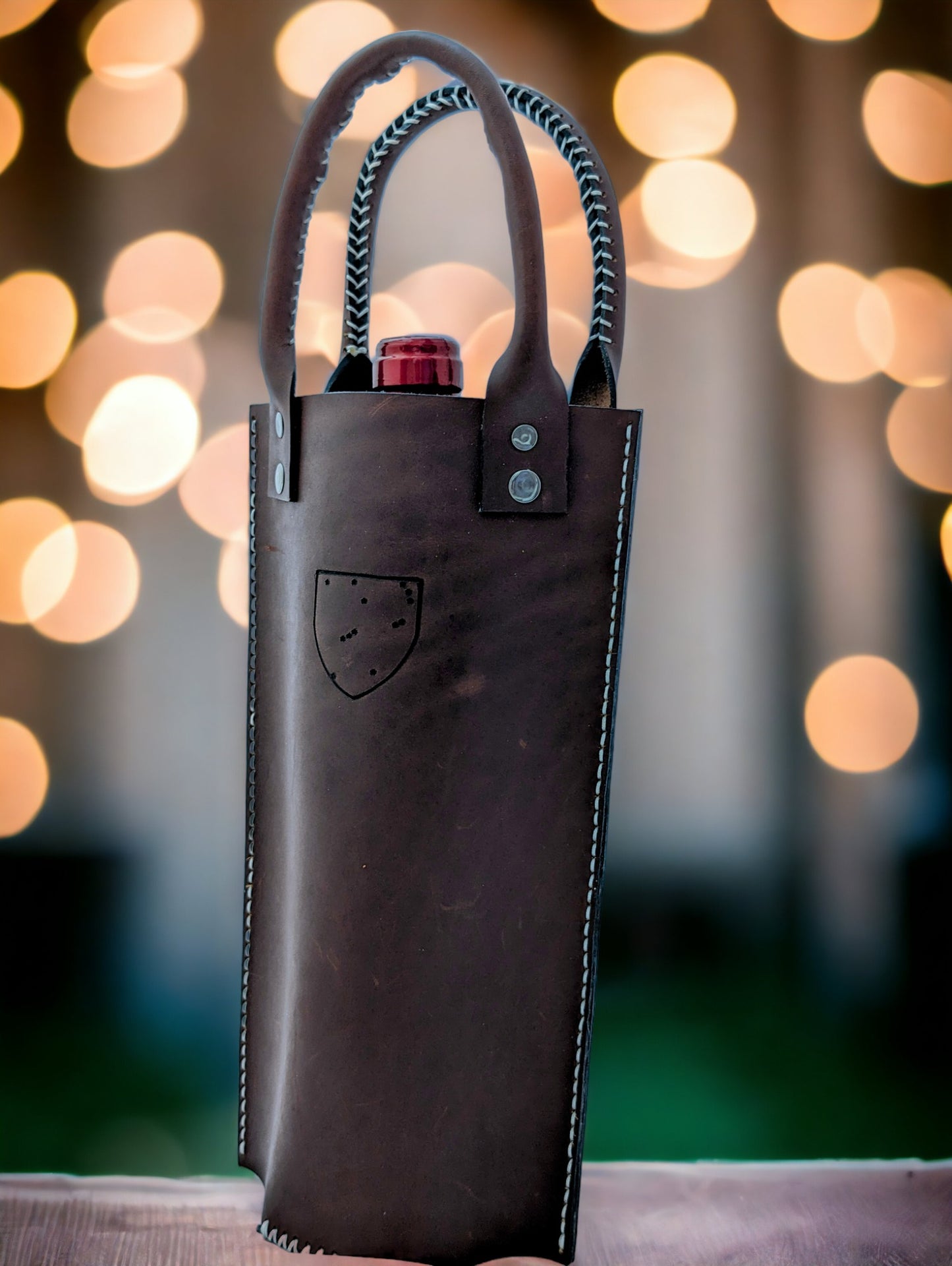 Sac en cuir pour transport d'une bouteille de vin