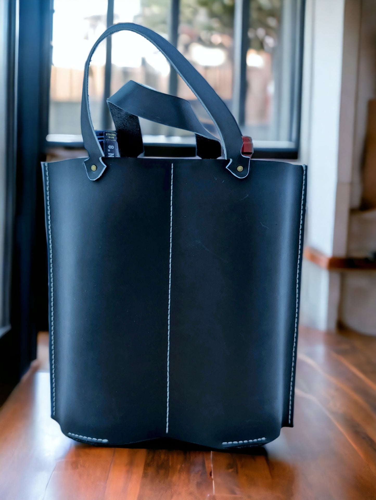 Sac en cuir pour transport de deux bouteilles de vin