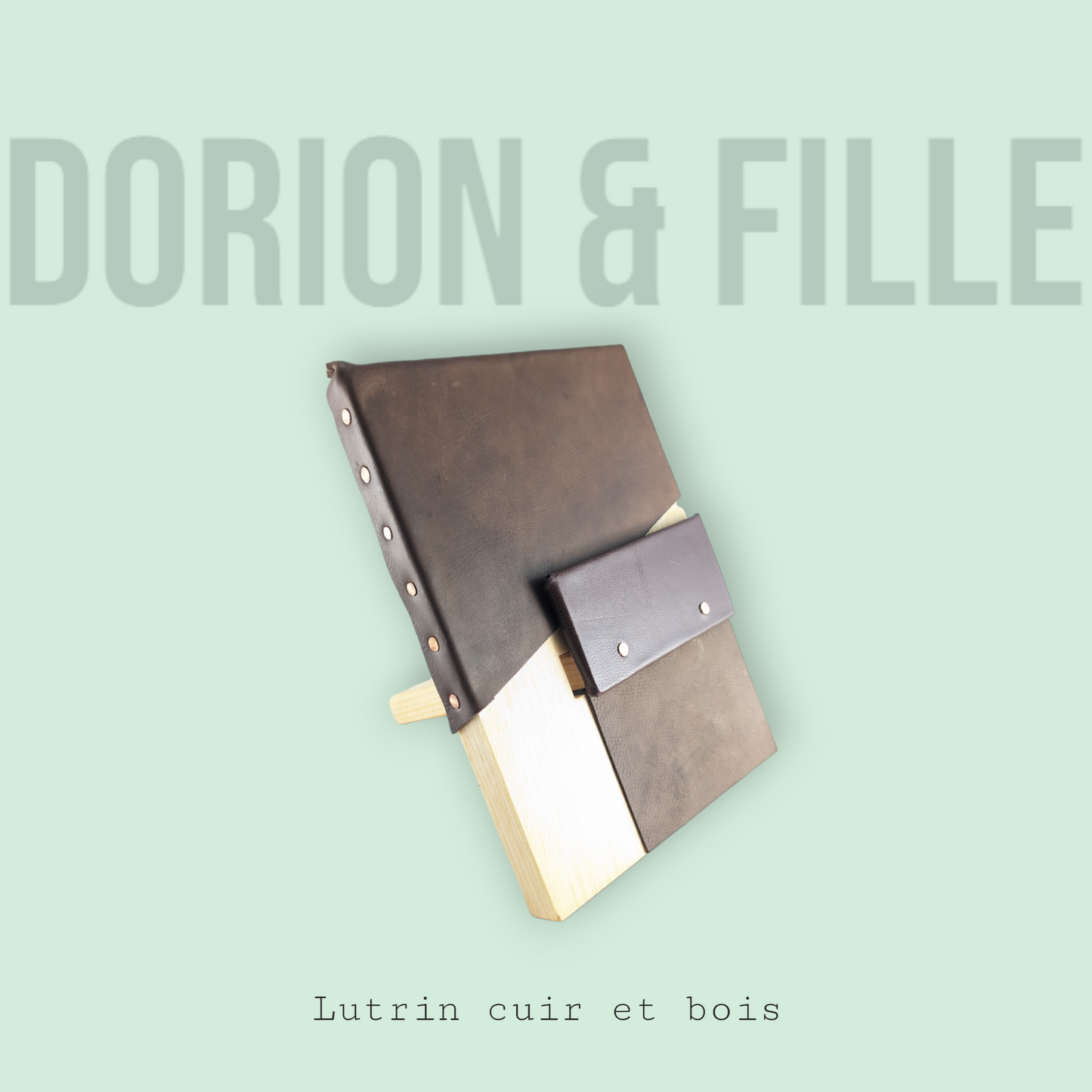 Lutrin cuir, bois et clou de cuivre