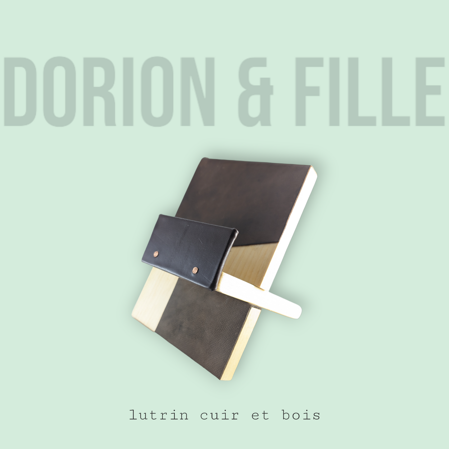 Lutrin cuir, bois et clou de cuivre
