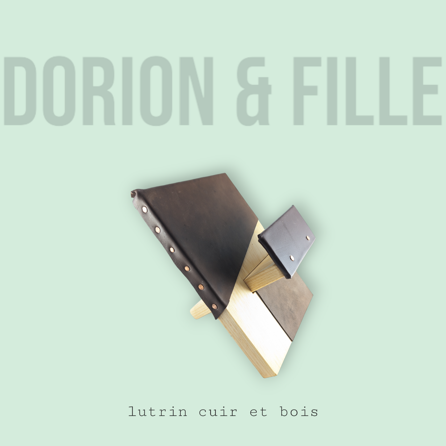 Lutrin cuir, bois et clou de cuivre
