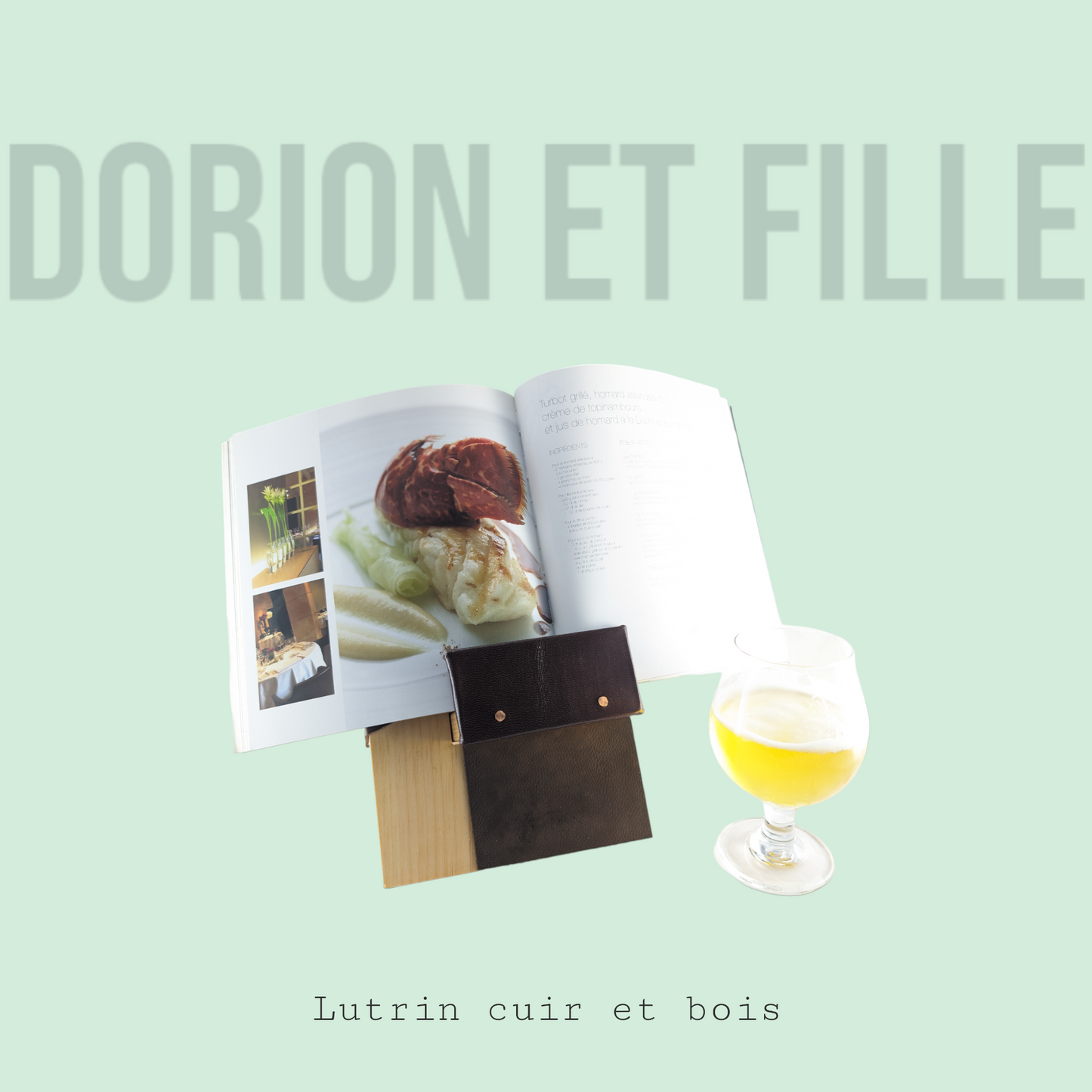 Lutrin cuir, bois et clou de cuivre