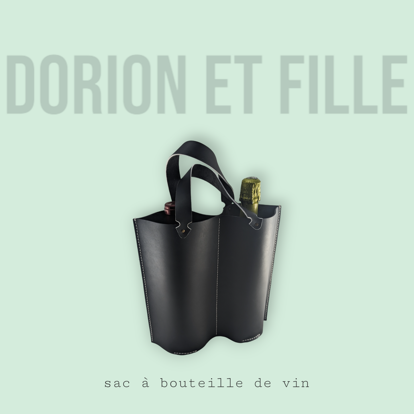 Sac en cuir pour transport de deux bouteilles de vin