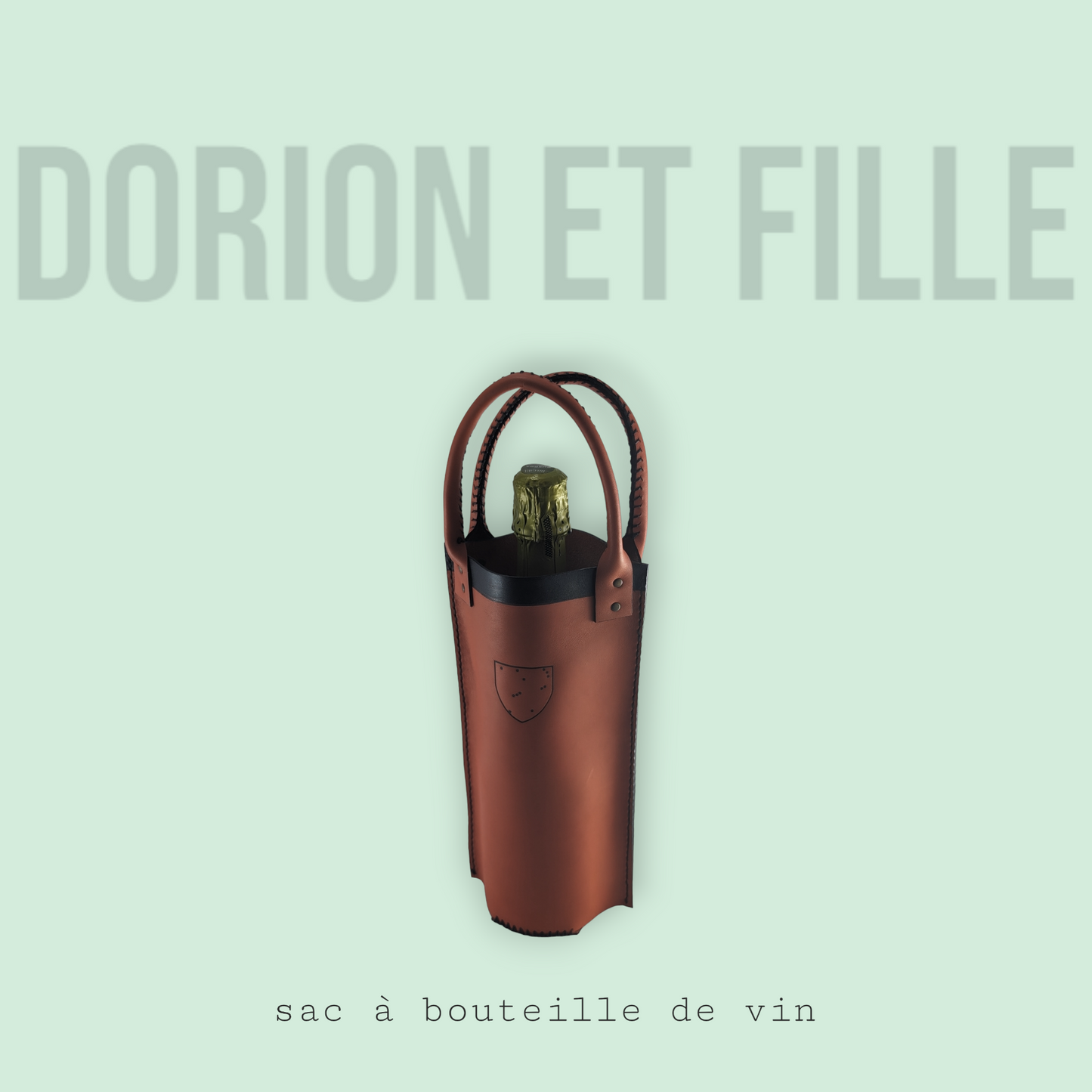 Sac en cuir pour transport d'une bouteille de vin