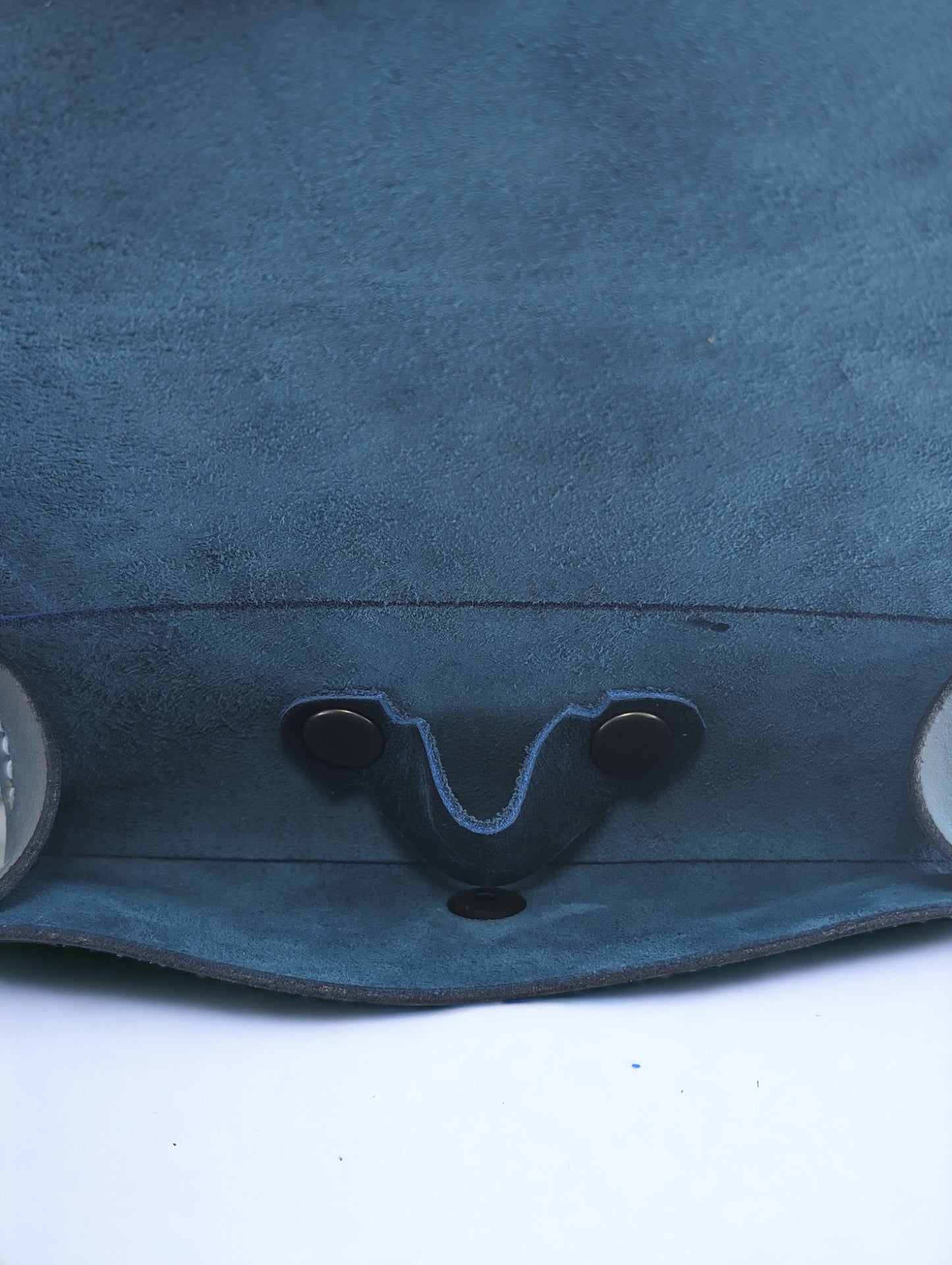 Étui à lunette de cuir BLEU avec fermeture bouton pression