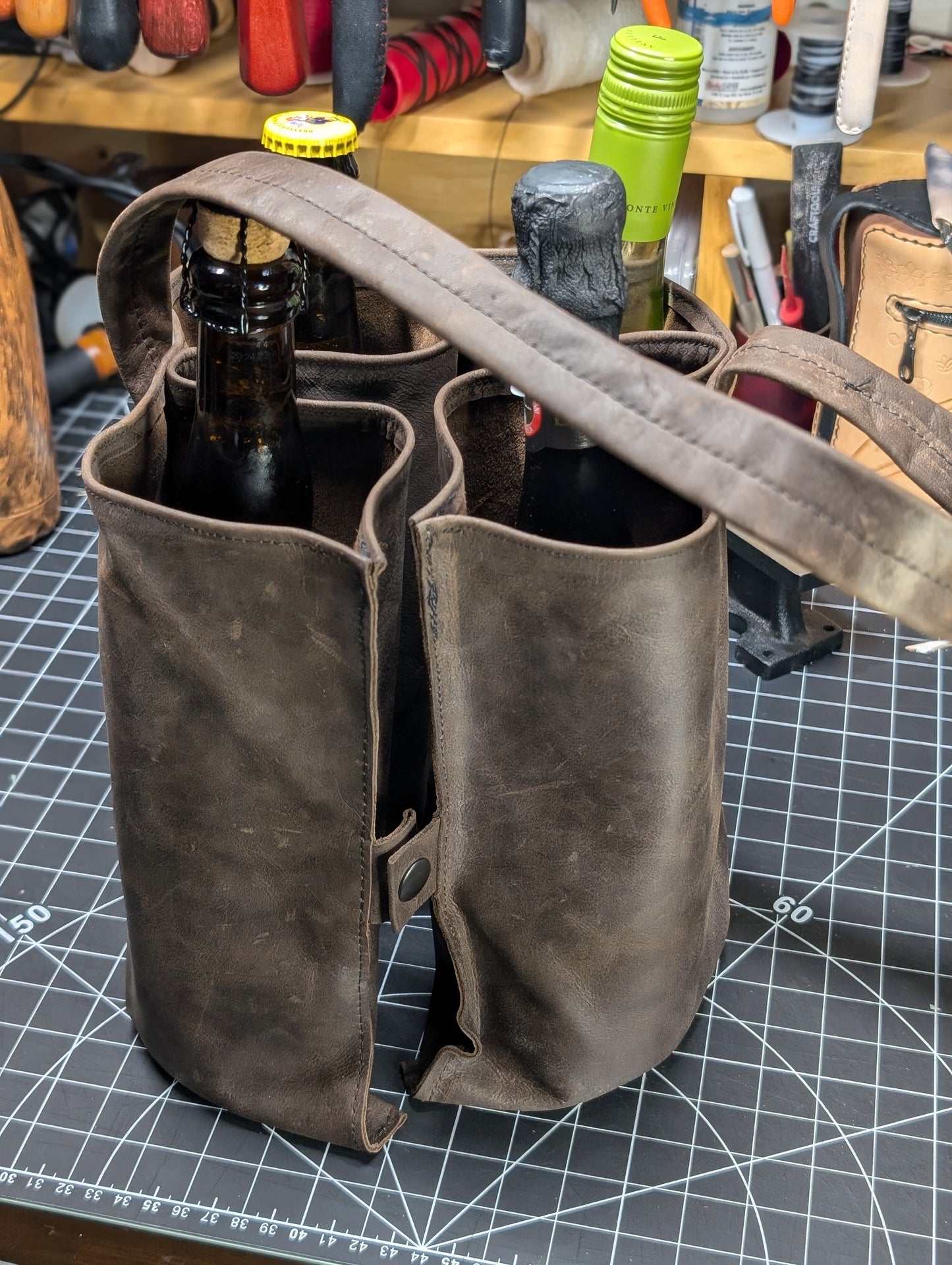 Sac pour 4 bouteilles de vin, ouverture en portefeuille 2e version